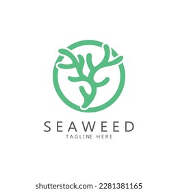 Seaweed vector logo icon illustration design.includes seafood,natural products,florist,ecology,wellness,spa.