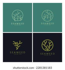 Icono de logotipo de vectores de algas marinas diseño.incluye mariscos, productos naturales, floristería, ecología, wellness, spa.