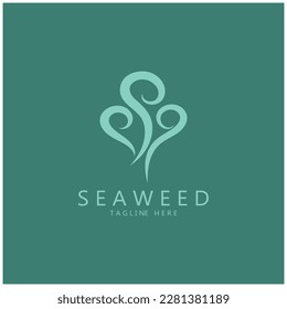 Icono de logotipo de vectores de algas marinas diseño.incluye mariscos, productos naturales, floristería, ecología, wellness, spa.