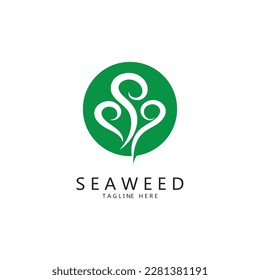 Seaweed vector logo icon illustration design.includes seafood,natural products,florist,ecology,wellness,spa.