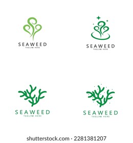Seaweed vector logo icon illustration design.includes seafood,natural products,florist,ecology,wellness,spa.