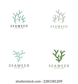 Seaweed vector logo icon illustration design.includes seafood,natural products,florist,ecology,wellness,spa.