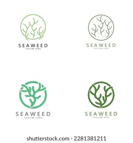 Seaweed vector logo icon illustration design.includes seafood,natural products,florist,ecology,wellness,spa.