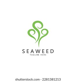 Seaweed vector logo icon illustration design.includes seafood,natural products,florist,ecology,wellness,spa.