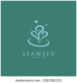 Seaweed vector logo icon illustration design.includes seafood,natural products,florist,ecology,wellness,spa.