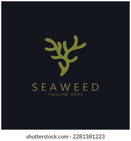 Seaweed vector logo icon illustration design.includes seafood,natural products,florist,ecology,wellness,spa.