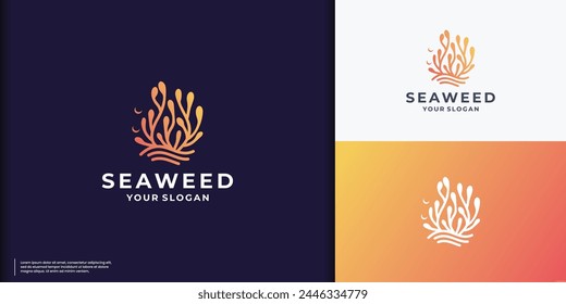 Seaweed vector logo template with gradient color branding. modern and simple seaweed coral inspiration.