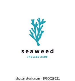 Seaweed vector logo template. Seaweed logo template inspiration in sky blue color