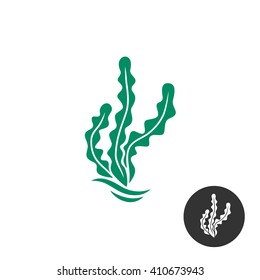 Seaweed vector logo template. One black color monochrome version included.