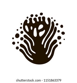 Seaweeds black , grass, leaves set isolated on white background. Icon of water plant.Hand drawn underwater seaweed elements isolated.