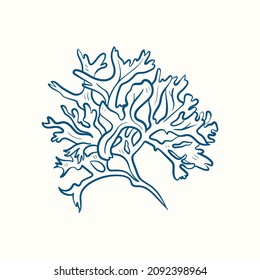 Seaweeds silhouettes. Underwater coral reef, hand drawn sea kelp plant, isolated marine weeds outdoor ocean.