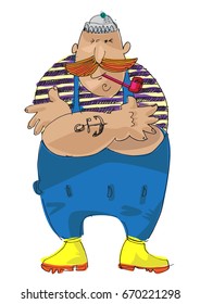 A seawolf - sailor. Cartoon, character.