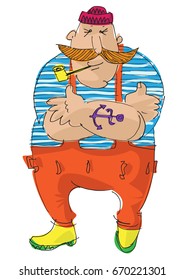 A seawolf - sailor. Cartoon, character.
