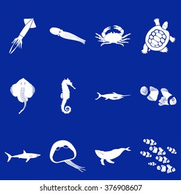 Seaworld 12 simple icons set