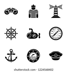 Seaworthy icons set. Simple set of 9 seaworthy vector icons for web isolated on white background