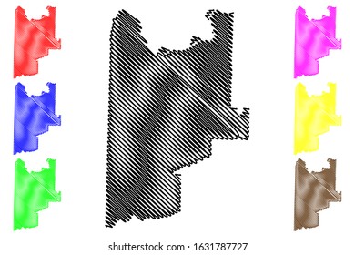 Sebastian County, Arkansas (U.S. county, United States of America,USA, U.S., US) map vector illustration, scribble sketch Sebastian map