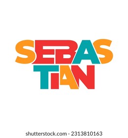 ETIQUETADO SEBASTIAN nombre tipografía ilustración de texto vector