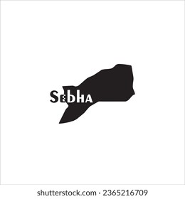 Mapa de Sebha y diseño de letras negras sobre fondo blanco