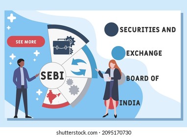 SEBI - Acrónimo del Securities and Exchange Board of India. fondo de concepto de negocio.  concepto de ilustración vectorial con palabras clave e iconos. ilustración con iconos para banner web, volante, landi