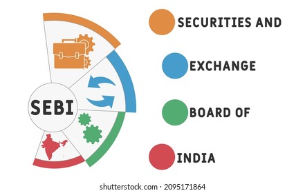 SEBI - Acrónimo del Securities and Exchange Board of India. fondo de concepto de negocio.  concepto de ilustración vectorial con palabras clave e iconos. ilustración con iconos para banner web, volante, landi