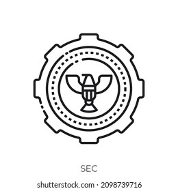 icono SEC. Diseño de icono de estilo de esquema aislado en fondo blanco