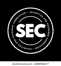 SEC - Securities and Exchange Commission acronym text stamp, business concept background