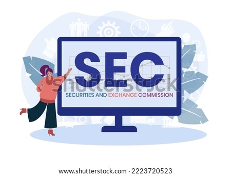 SEC - Securities and Exchange Commission acronym, business concept background. Can be used for web and mobile UI UX Isolated vector illustration