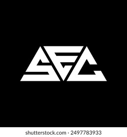 SEC triangle letter logo design with triangle shape. SEC triangle logo design monogram. SEC triangle vector logo template with red color. SEC triangular logo Simple, Elegant, and Luxurious design.