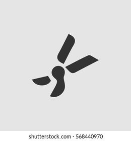 Secateurs, garden scissors icon flat. Black pictogram on grey background. Vector illustration symbol