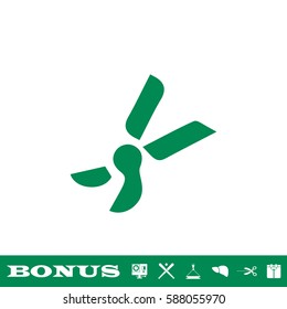 Secateurs, garden scissors icon flat. Green pictogram on white background. Vector illustration symbol and bonus button