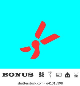 Secateurs, garden scissors icon flat. Red pictogram on blue background. Vector illustration symbol and bonus buttons Music center, corkscrew, credit card, house, drum