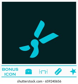 Secateurs, garden scissors icon flat. Blue pictogram on dark background. Vector illustration symbol and bonus icons