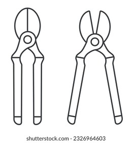 Secateurs icon outline. Vector simple lines. Isolated on white. Garden sector icon.
