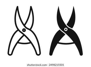 Secateurs iconicon vector collection in outlined and solid style