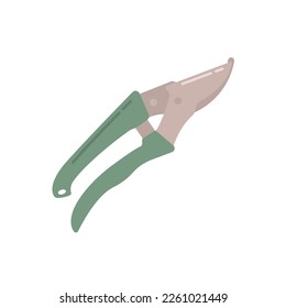 Secateurs isolated on white background. Garden shears for pruning branches, flowers and shrubs. Seasonal garden work. Spring vector llustration.