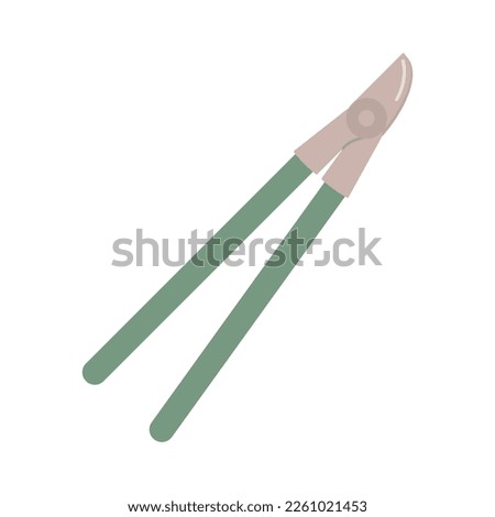 Secateurs isolated on white background. Garden shears for pruning branches, flowers and shrubs. Seasonal garden work. Spring vector llustration.