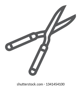 Secateurs line icon, equipment and garden, scissors sign, vector graphics, a linear pattern on a white background, eps 10.