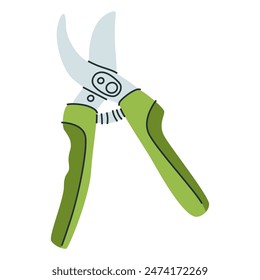 Secateurs pruner flat icon for web. Simple pruners vector design. Green pruning shears, garden hand pruners, pruning scissors, garden scissors web icon isolated on white. Garden concept clipart logo