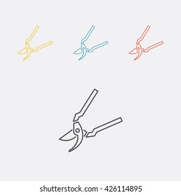 Secateurs, pruner, garden pruner, loppers, garden shears thin line icon. Vector illustration. 