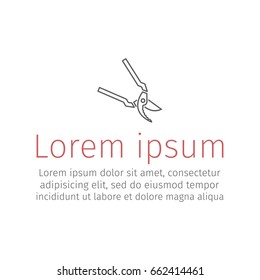 Secateurs, pruner, loppers, garden shears thin line icon. Vector.