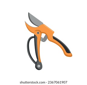 Secateurs pruner watercolor vector illustration isolated on white background. Pruning shears, garden hand pruners, pruning scissors, garden scissors. Secateurs pruner clipart