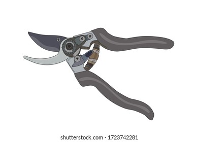 secateurs, scissors for trimming branches. Vector stock illustration eps 10. 