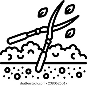 secateurs vector outline icon design, Lawn and Gardening symbol, Farm and Plant sign, agriculture and horticulture equipment stock illustration, grass shears concept