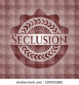 Seclusion red badge with geometric pattern. Seamless.
