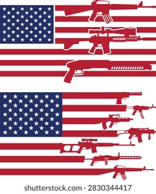 Second Amendment American Flag Gun Vector 2A Patriotic Rifle and Weapon Silhouette