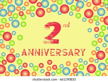 second anniversary with colorful bubbles