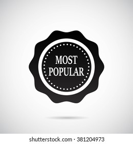 Second Badge "Most Popular" icon on gray background. Vector art.