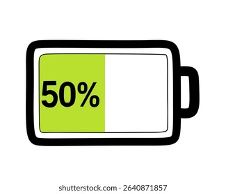 The second battery is 50% charged, filled halfway with a lighter green shade.