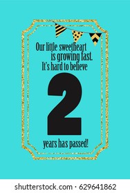 Second Birthday Card For A Two Year Old Tiffany Blue With Candles And Text Our Little Sweetheart
