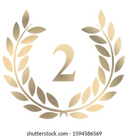 Second birthday gold laurel wreath vector isolated on a white background 